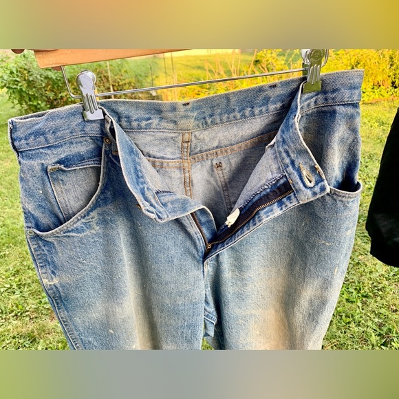 Vtg 70s 80s LEE JEANS MADE IN USA Men’s 36x30 Skyriders Distressed Torn Stained - Picture 6 of 12